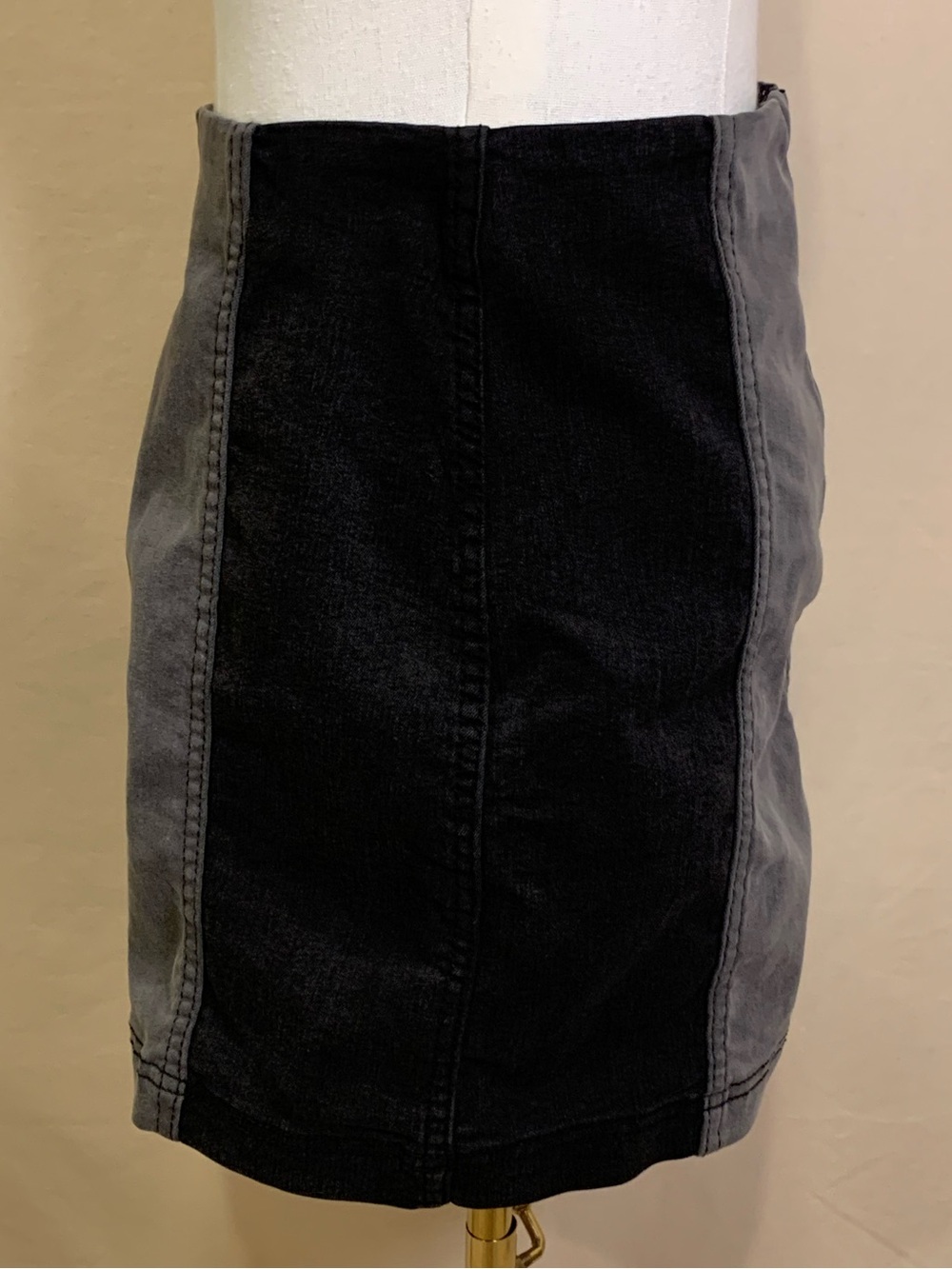 Free People Color-Block Denim Mini Skirt, Size 4